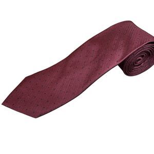 Michael Kors Mens Silk Tie Burgundy Red Navy Dot Pattern Classic Business Wear